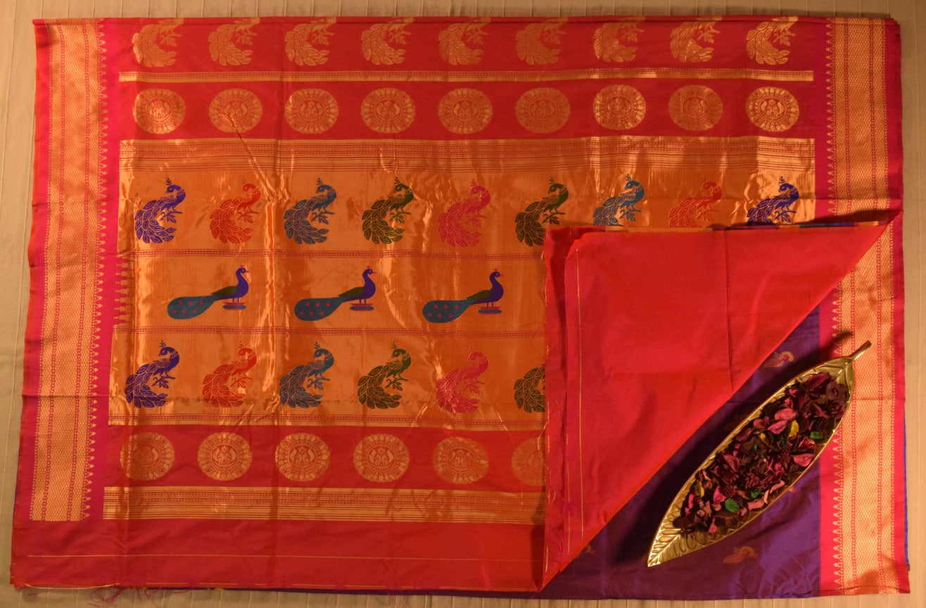 Regal Purple & Pink Paithani Silk Saree