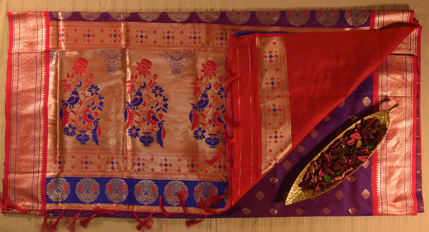 Royal Purple Paithani Silk Saree