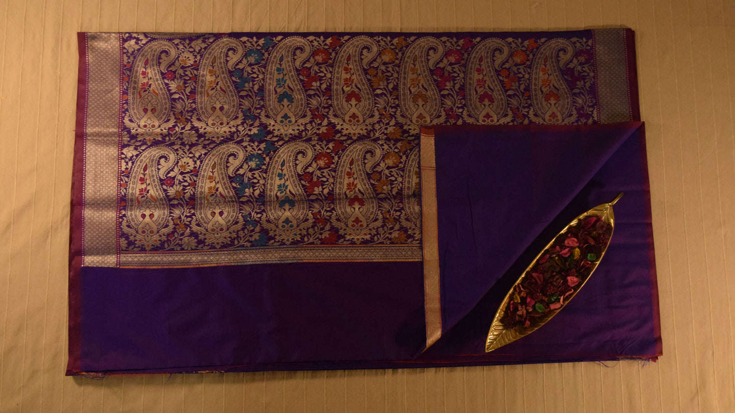 Royal Purple Semi Banarasi Saree