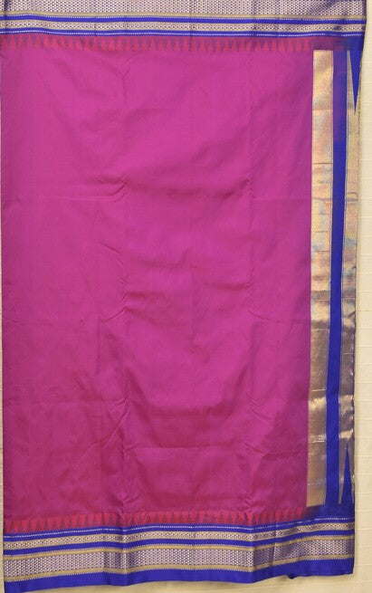 Radiant Rani Pink & Cobalt Blue Ilkal Saree