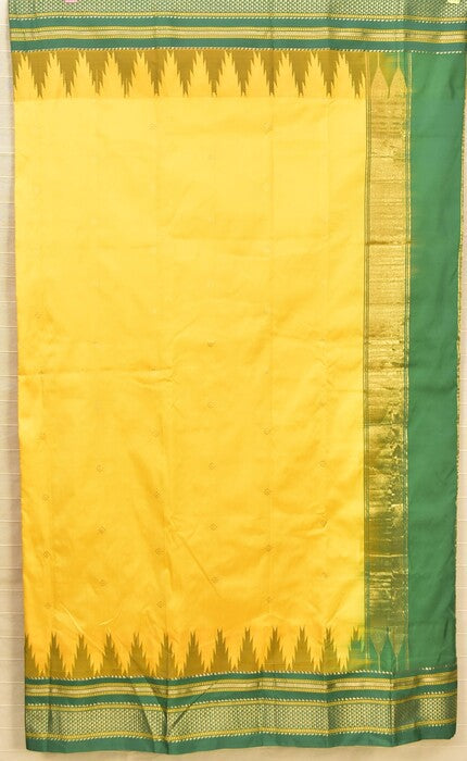 Auspicious Yellow & Bottle Green Ilkal Saree