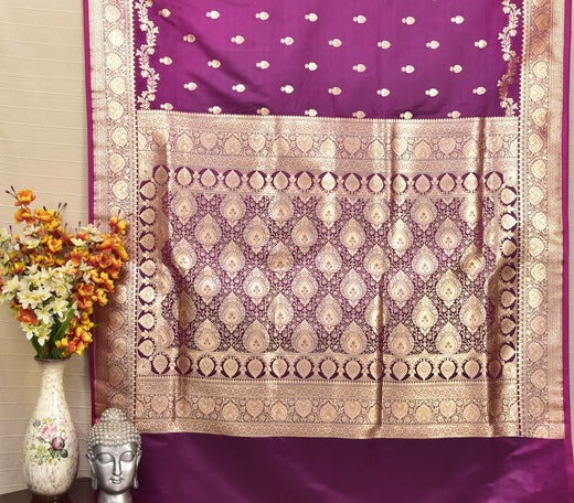 Imperial Plum Banarasi Mashru Silk Saree