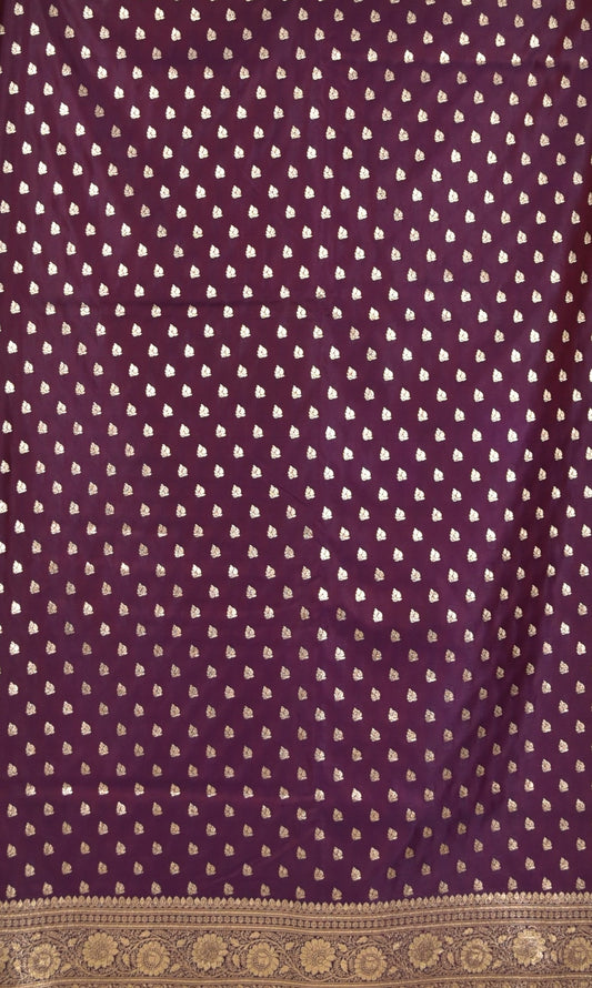 Deep Wine Mashru Banarasi Saree