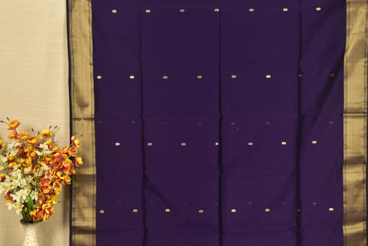 Imperial Navy Blue & Magenta Maheshwari Silk Cotton Saree