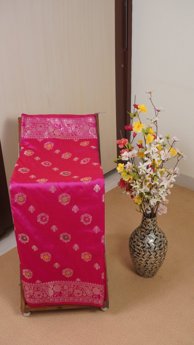 Pink Banarasi Semi Katan Silk Saree