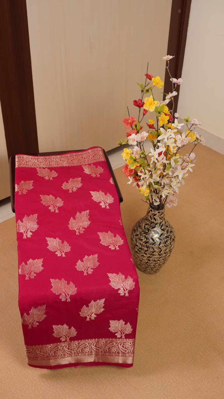 Pink Banarasi Semi Katan Silk Saree