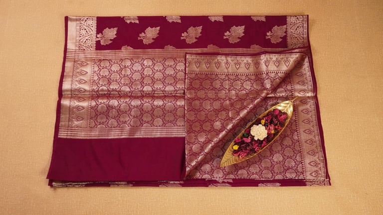 Dark Magenta Banarasi Semi Katan Silk Saree