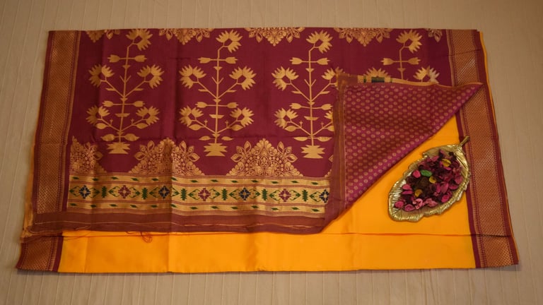Yellow Paithani Silk Saree