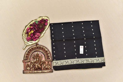 Midnight Black Banarasi Katan Silk Saree