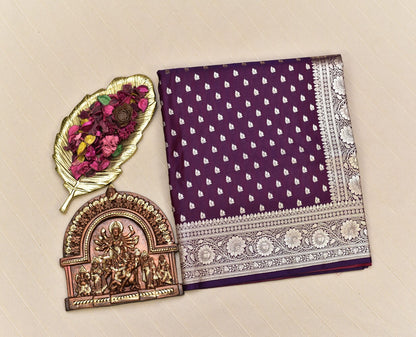 Deep Wine Mashru Banarasi Saree