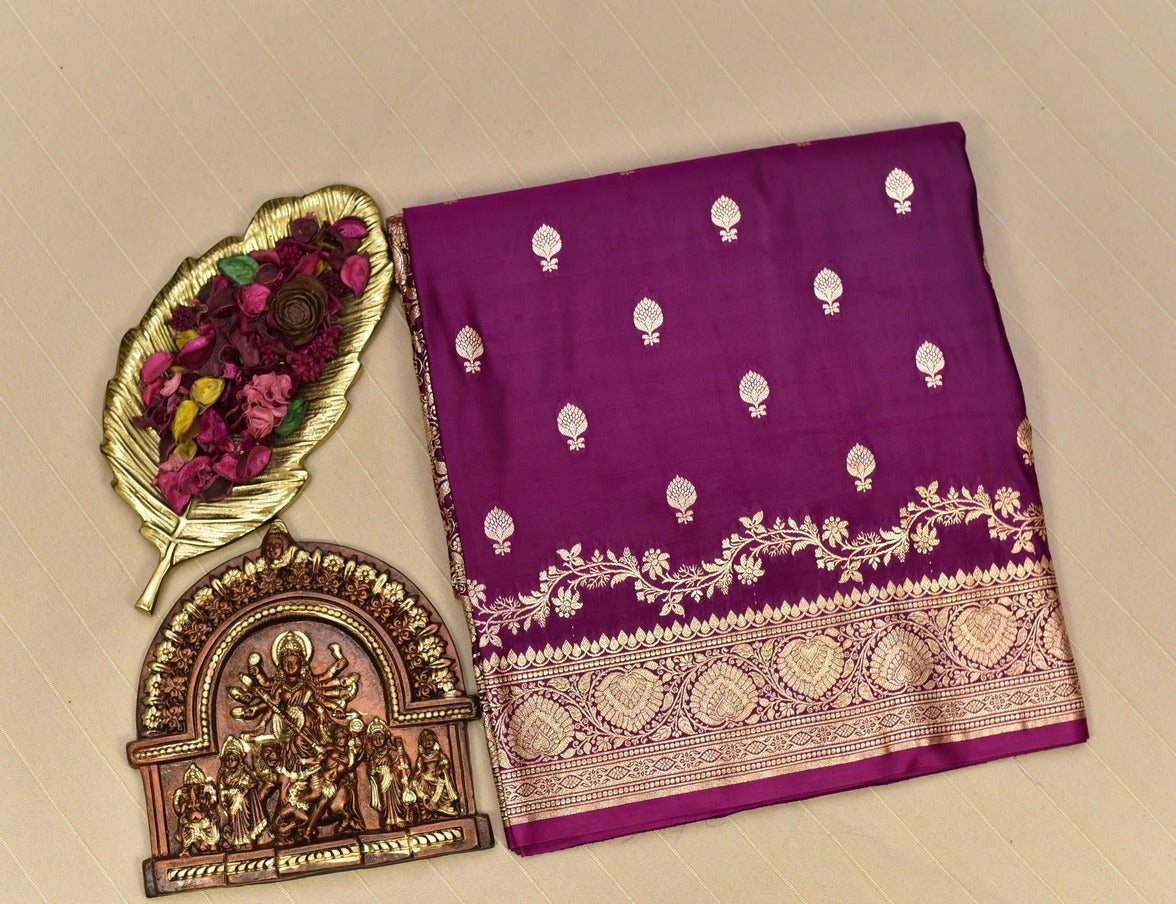 Imperial Plum Banarasi Mashru Silk Saree