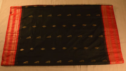 Black and Red Semi Gadwal silk saree