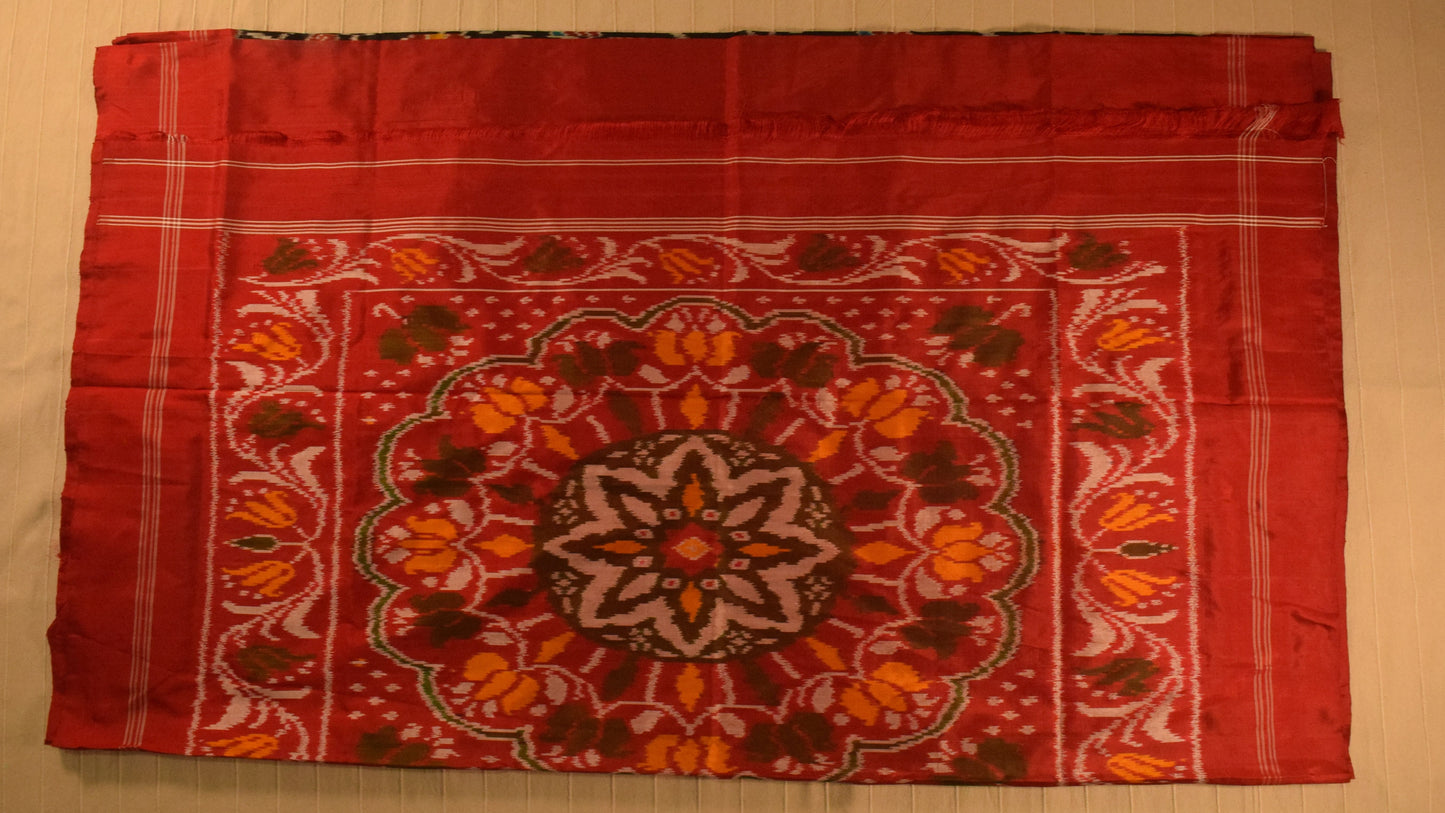 Black with Classic Red Border Pure handloom Pochampally Ikat Silk saree