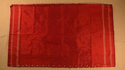 Red with White Motifs Pure handloom Pochampally Ikat Silk saree