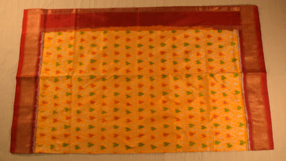 Vibrant Yellow and red Pure handloom Pochampally Ikat Silk saree