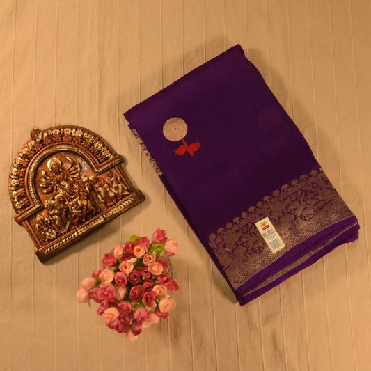 Vibrant Purple Kora Organza Banarasi silk saree