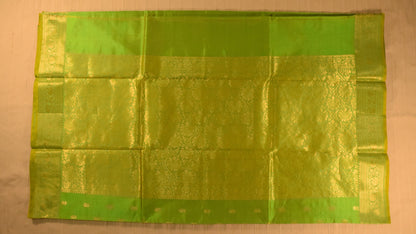 Vibrant Lime Green Banarasi Katan Silk Saree with Golden Zari Weaving