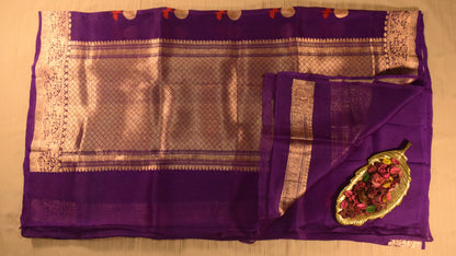 Vibrant Purple Kora Organza Banarasi silk saree