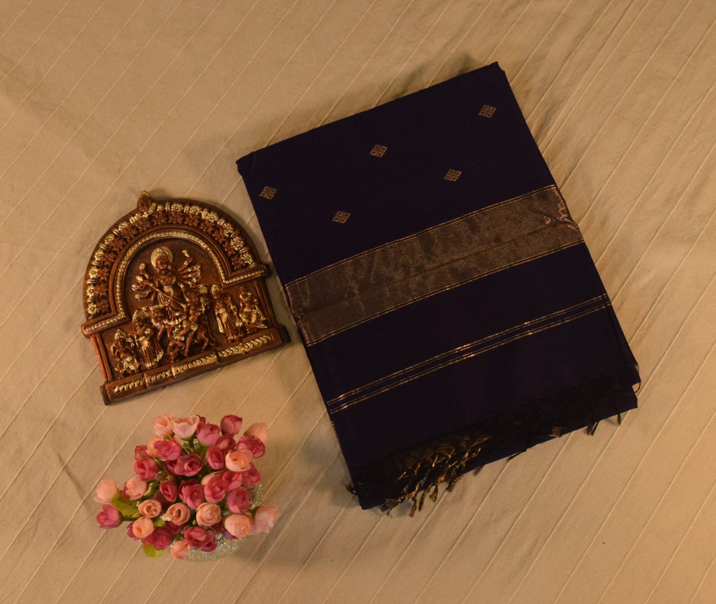 Classic Royal Purple Handloom Maheshwari Saree