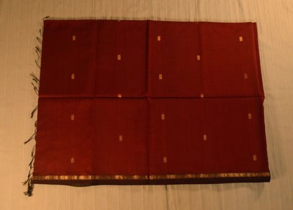 Rich Maroon and Black Handloom Maheshwari Saree