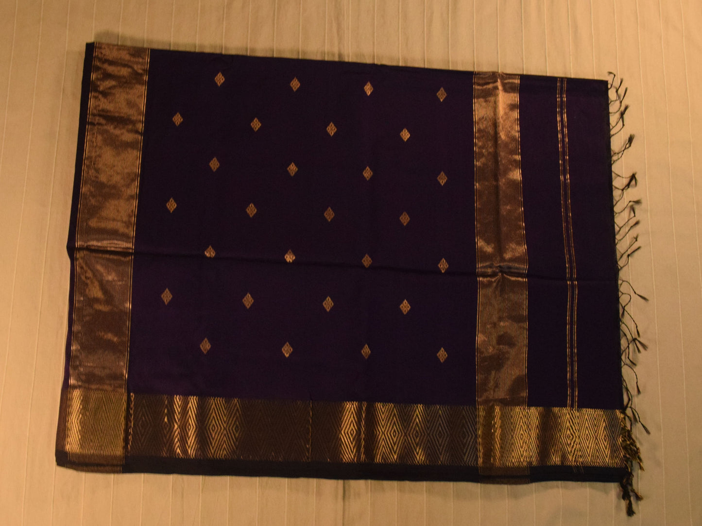Classic Royal Purple Handloom Maheshwari Saree