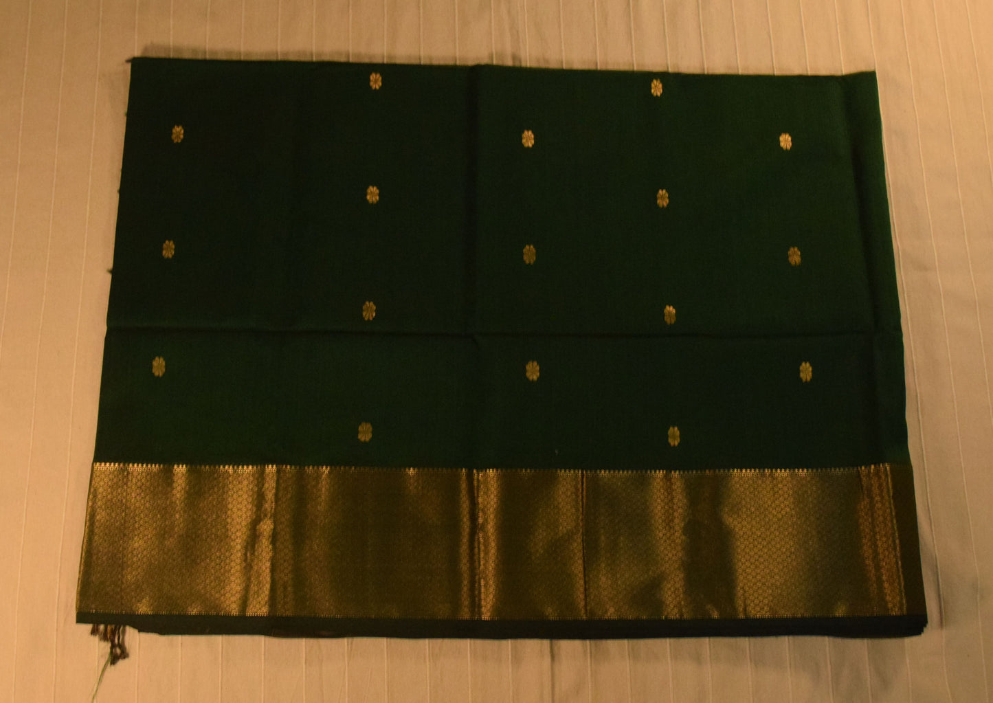 Emerald & Gold Handloom Maheshwari Saree