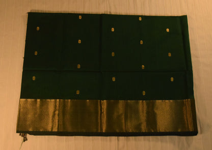 Emerald & Gold Handloom Maheshwari Saree