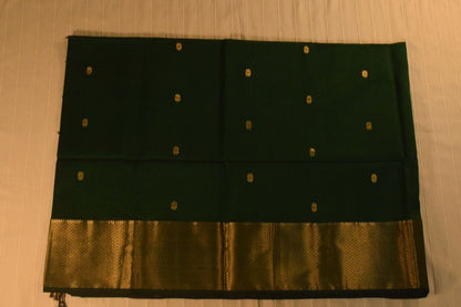 Emerald & Gold Handloom Maheshwari Saree