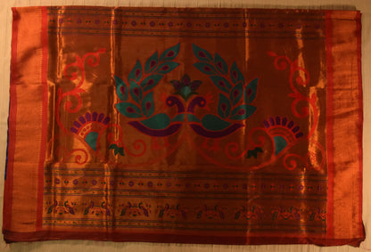 Royal Blue and Red Paithani Silk Saree