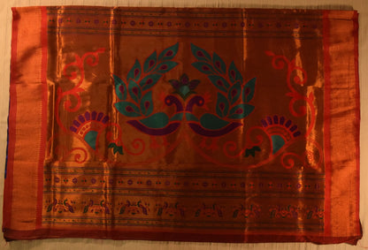 Royal Blue and Red Paithani Silk Saree