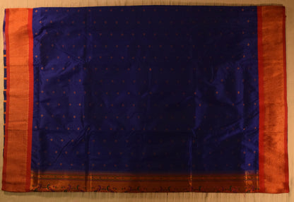 Royal Blue and Red Paithani Silk Saree