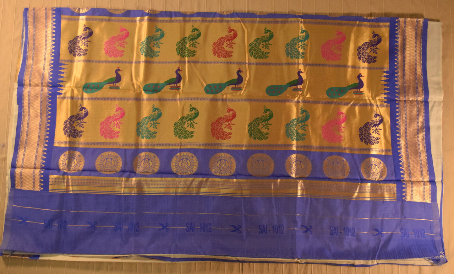 Elegant Ivory and Blue Paithani Silk Saree