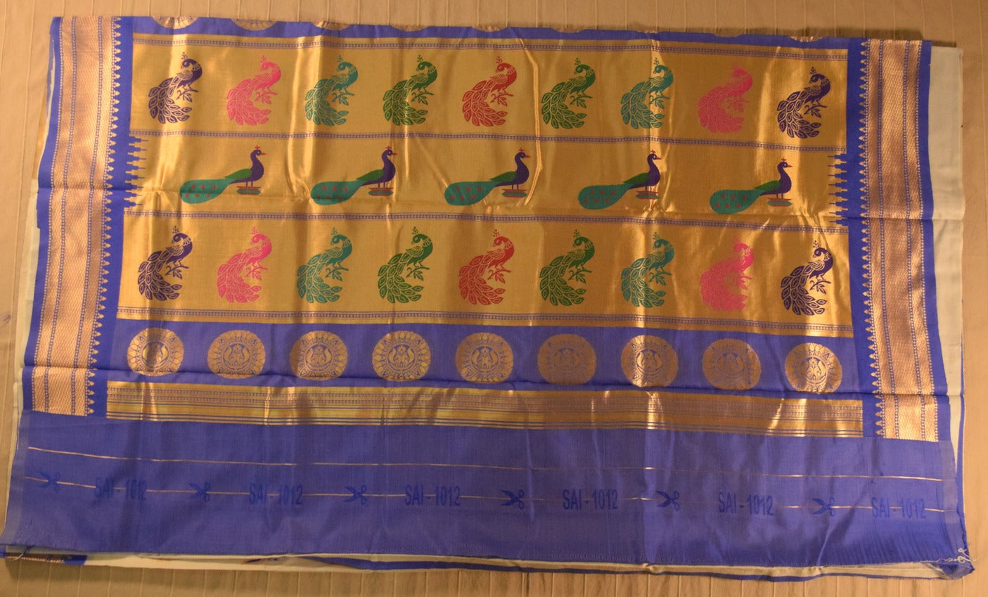 Elegant Ivory and Blue Paithani Silk Saree