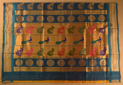Yellow & Blue Paithani Silk Saree
