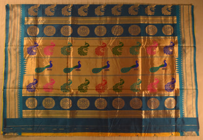 Yellow & Blue Paithani Silk Saree