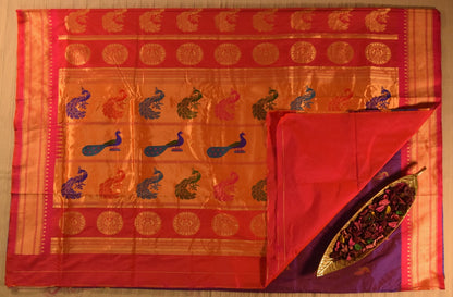 Regal Purple & Pink Paithani Silk Saree