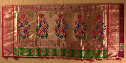 Emerald Green Paithani Silk Saree