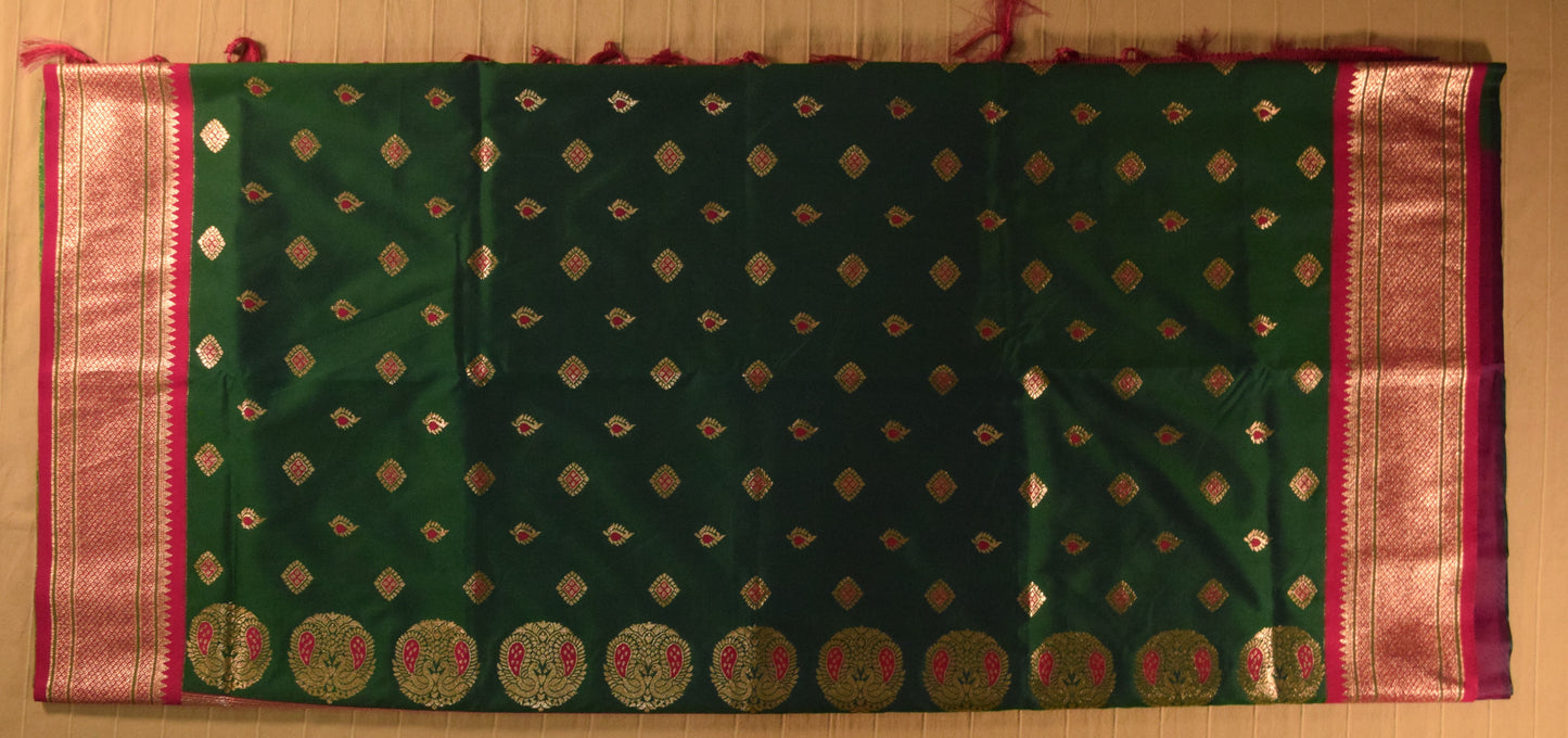 Emerald Green Paithani Silk Saree