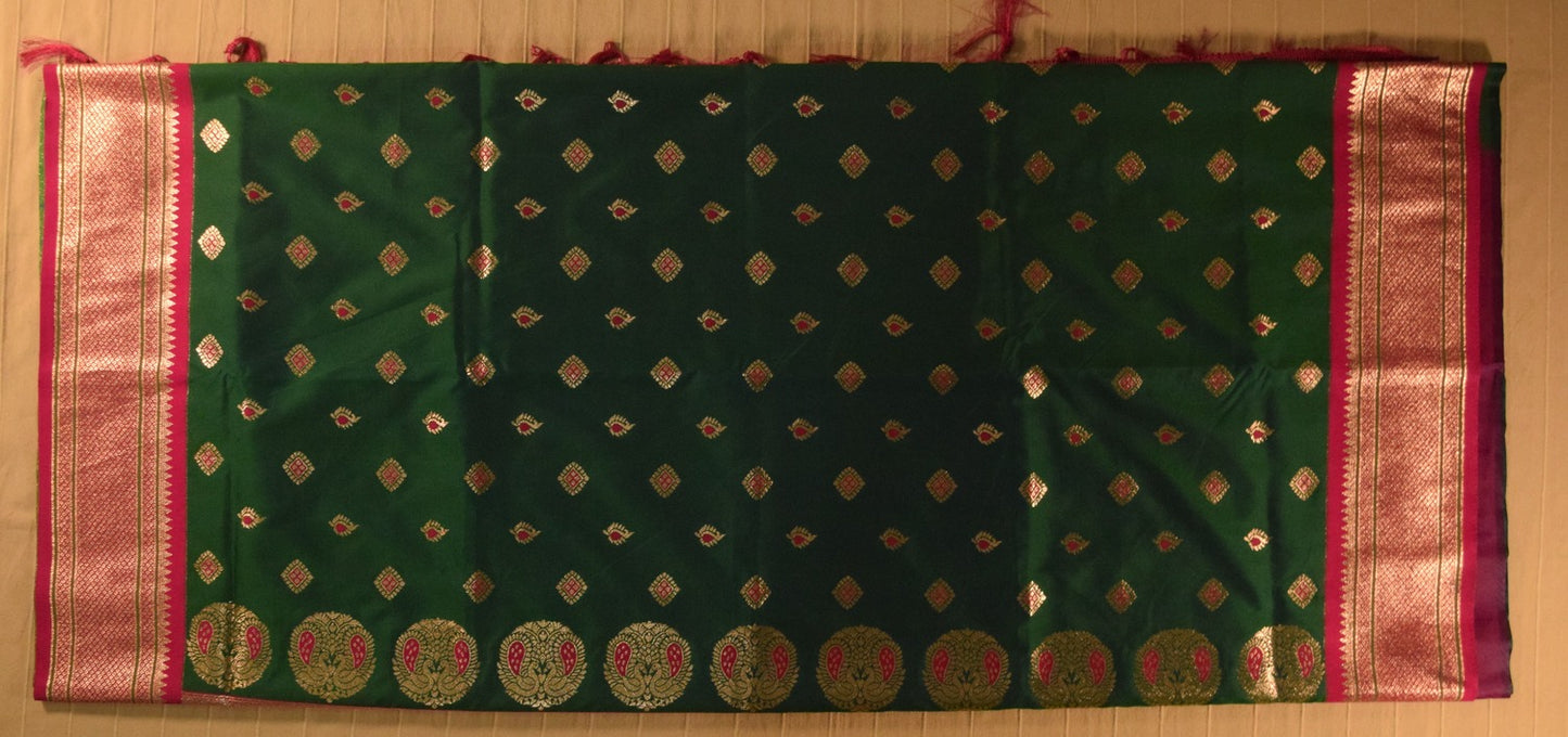 Emerald Green Paithani Silk Saree
