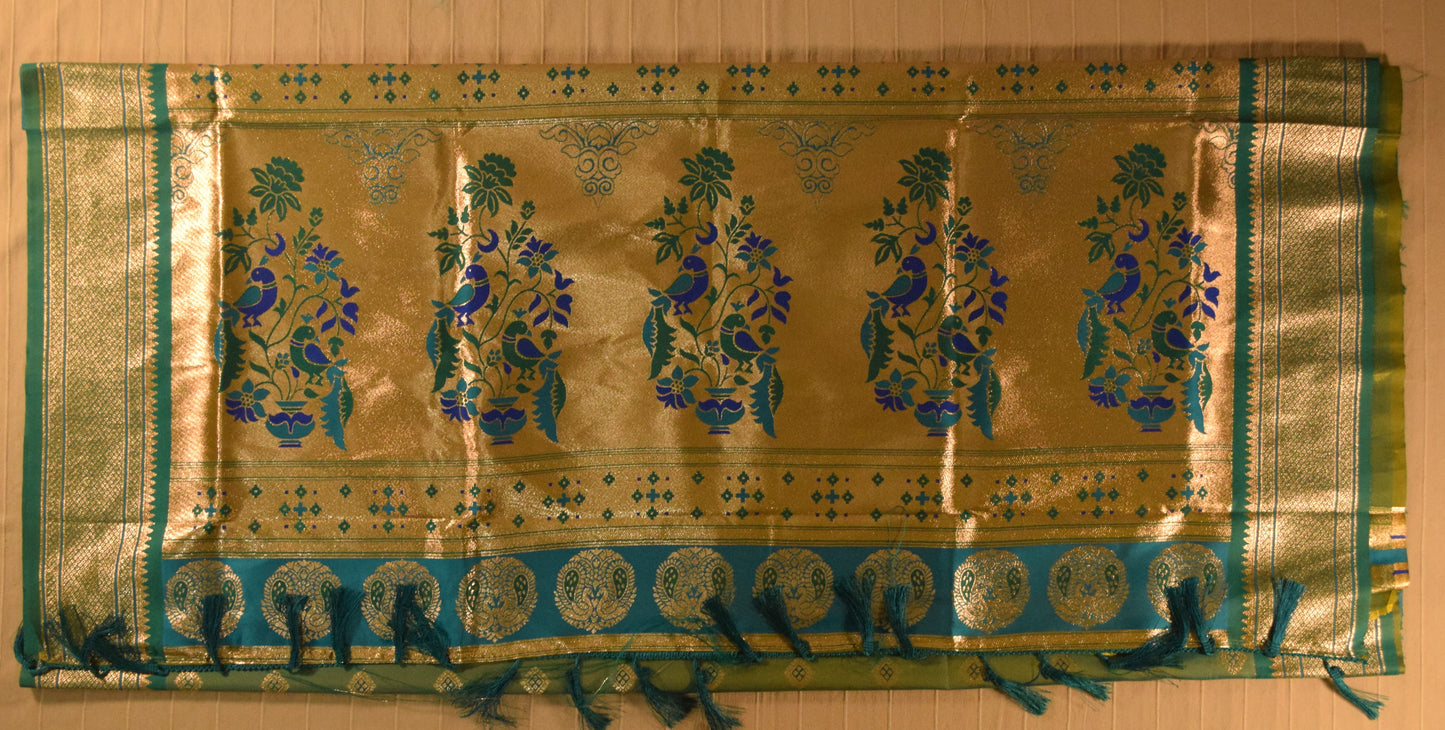 Teal Green Paithani Silk Saree