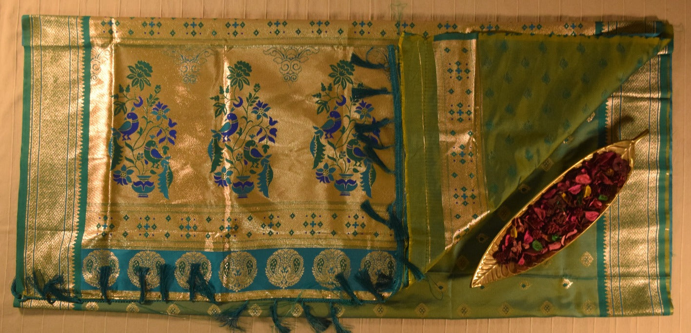 Teal Green Paithani Silk Saree