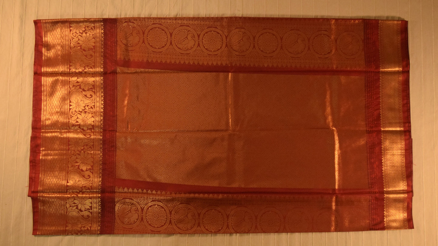 Soft Cream and Maroon Semi Gadwal silk saree