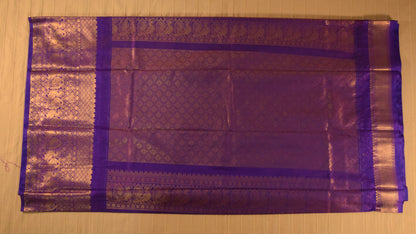 Deep Orange and Purple Semi Gadwal silk saree