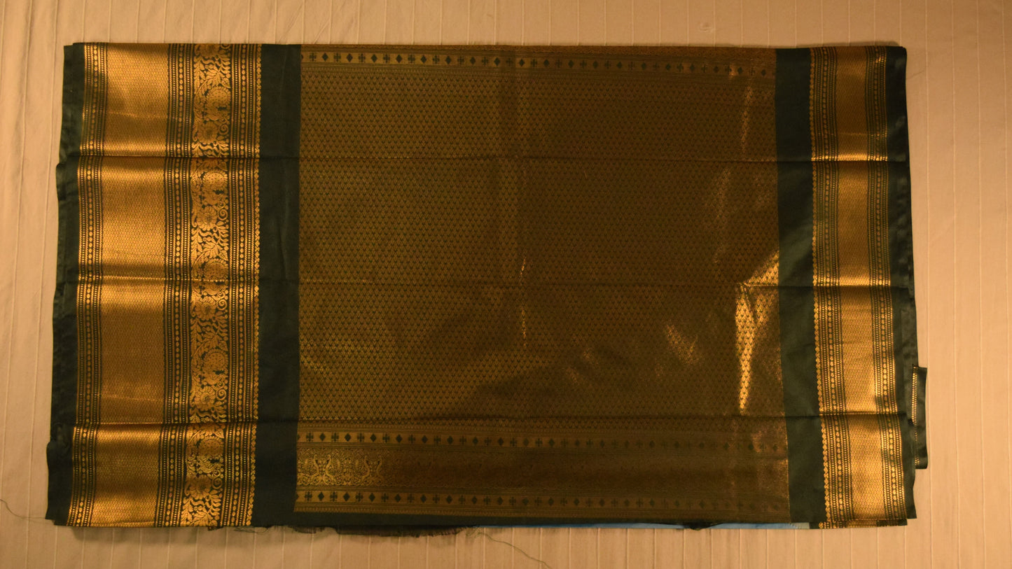 Sky Blue and Dark Green Semi Gadwal silk saree