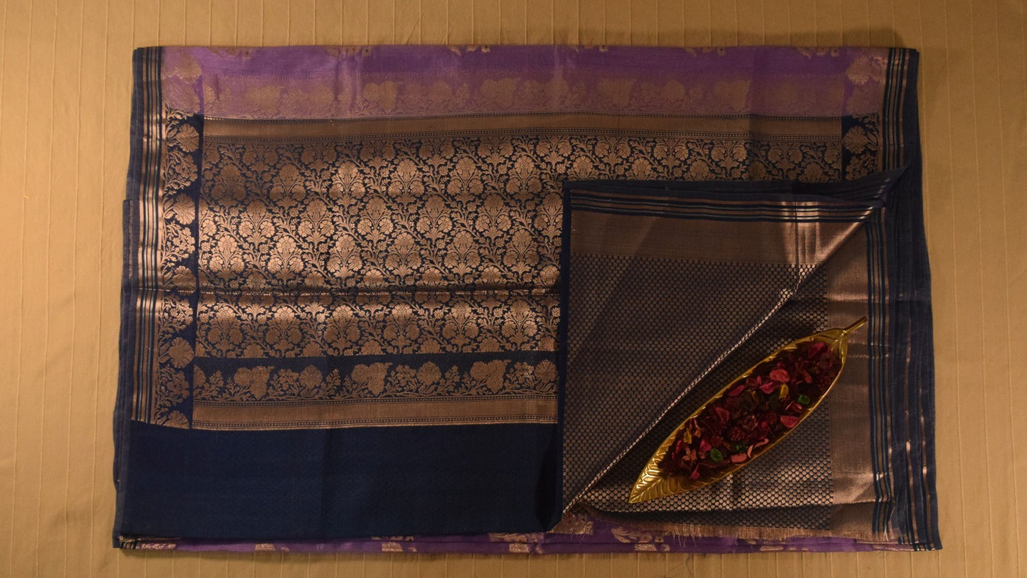 Charming Lavender Semi Banarasi Silk Saree