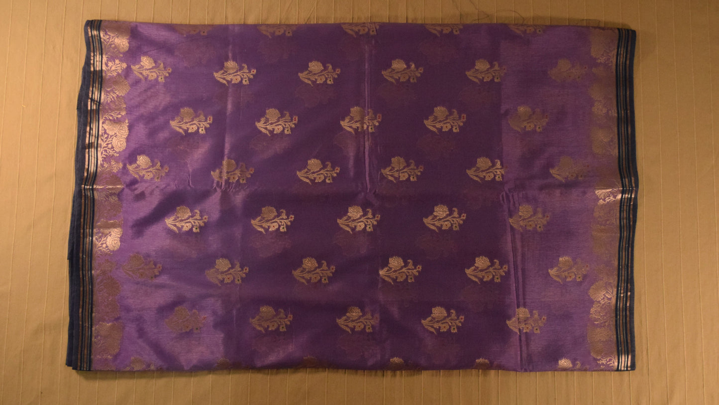 Charming Lavender Semi Banarasi Silk Saree