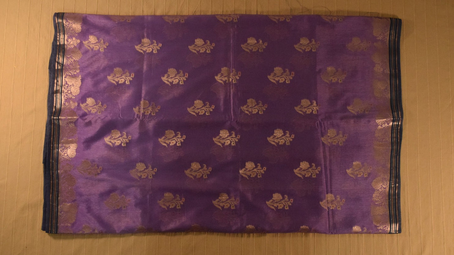 Charming Lavender Semi Banarasi Silk Saree
