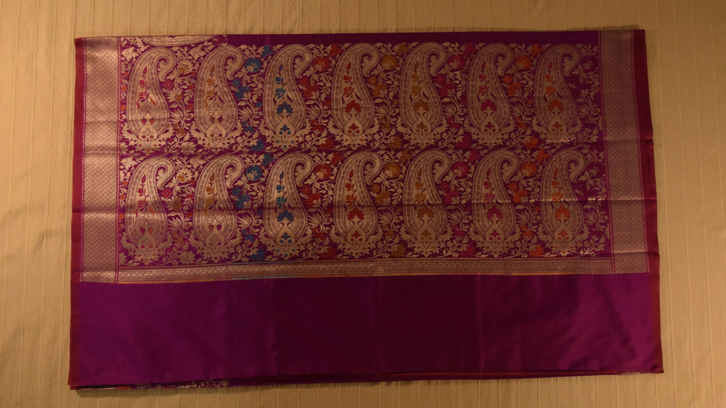 Majestic Magenta Semi Banarasi Silk Saree