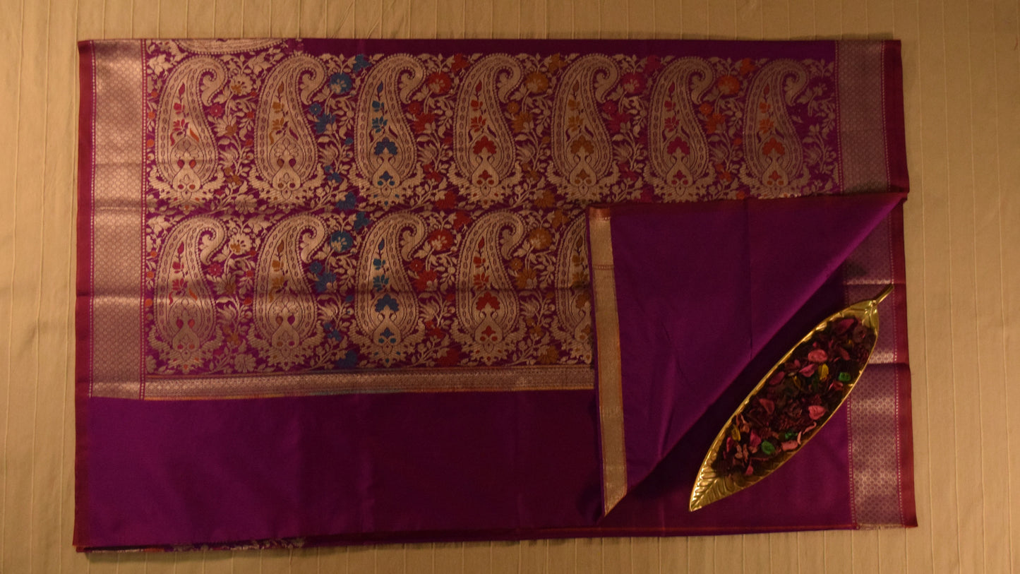 Majestic Magenta Semi Banarasi Silk Saree