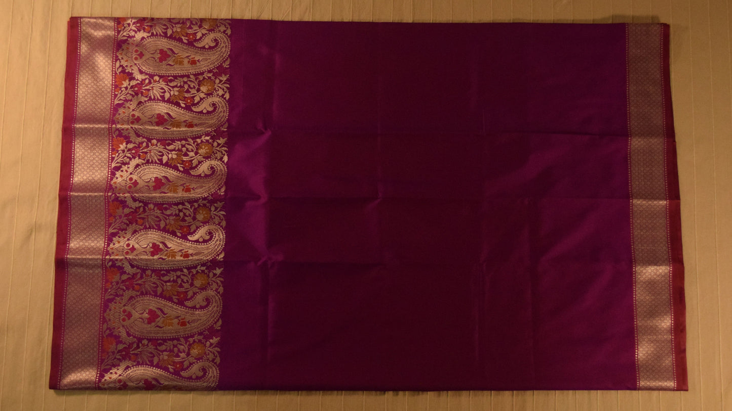 Majestic Magenta Semi Banarasi Silk Saree
